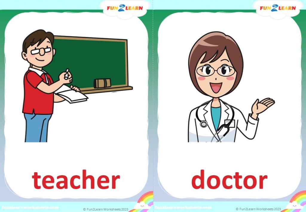 finger family jobs flashcards