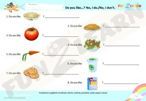 do you like spaghetti worksheet