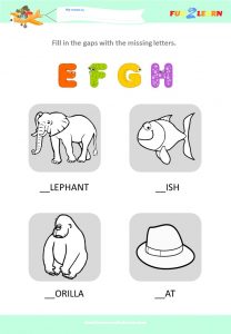 alphabet worksheet EFGH