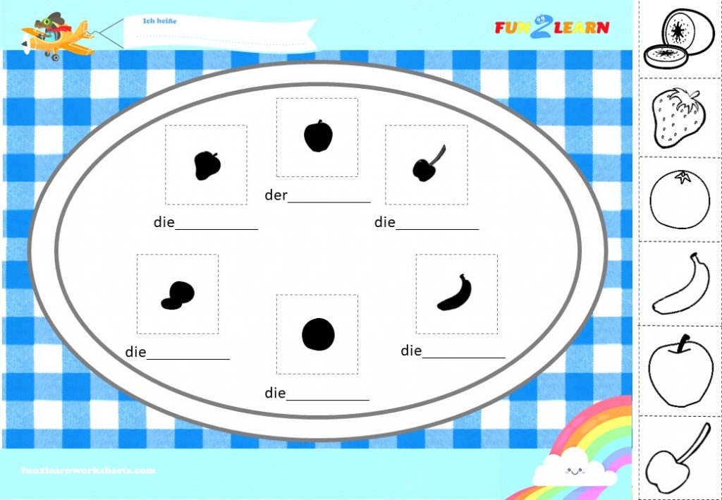 obstlied german fruits worksheet