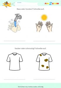 german worksheet wet dry clean dirty
