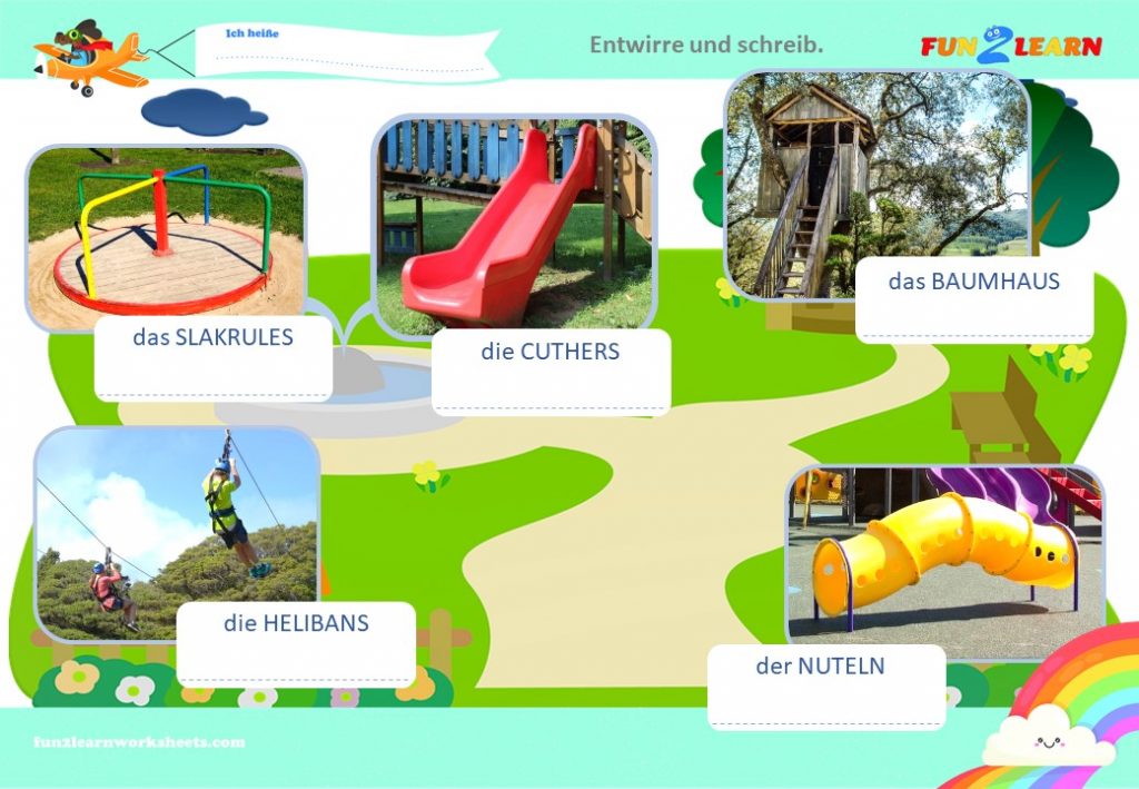 Spielen im Park Steve and Maggie worksheet