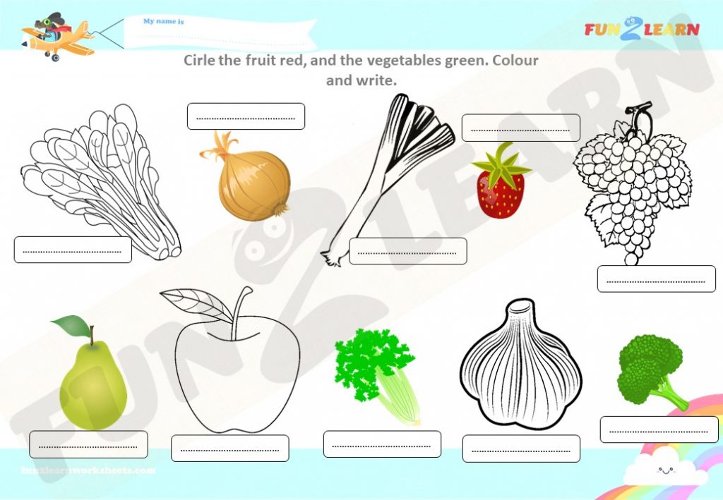 vegetable song free worksheet