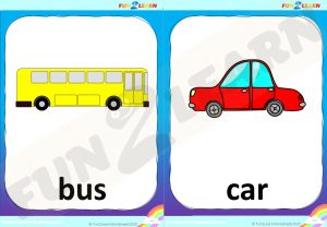 vehicles flashcards wheels on the bus