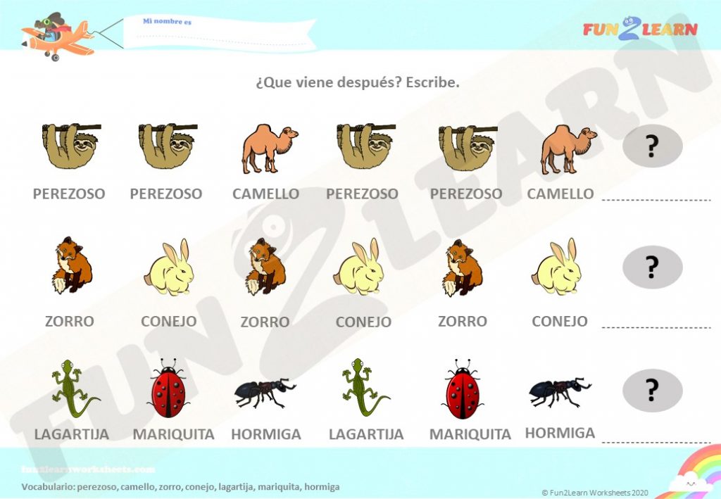 worksheet Vamos Animales Super Simple Español