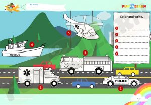 emergency vehicles free worksheet