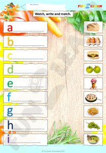 food alphabet worksheet