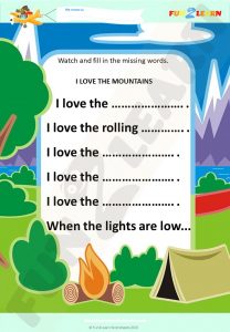 i love the mountains worksheet