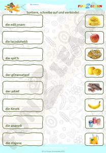 food worksheet steve and maggie Deutsch