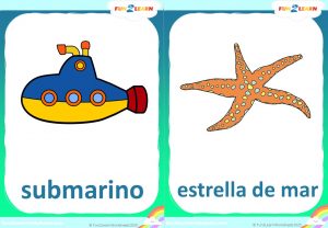 Steve and Maggie Español sea animals free flashcards