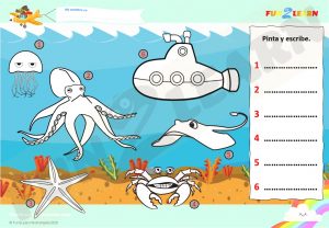 Steve and Maggie Español sea animals free worksheet