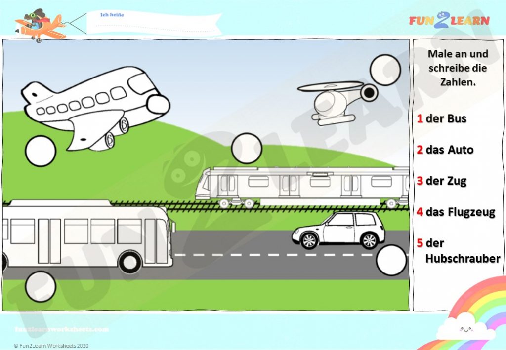 Die Räder am Bus free worksheet