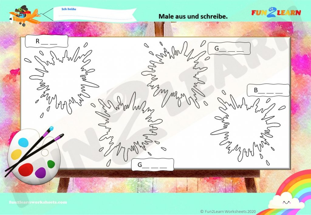 free steve and maggie deutsch colors worksheet