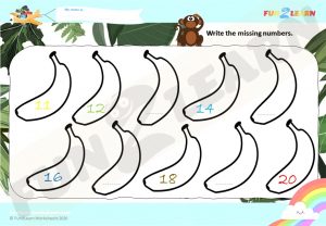 counting bananas numbers 11 - 20 free worksheet