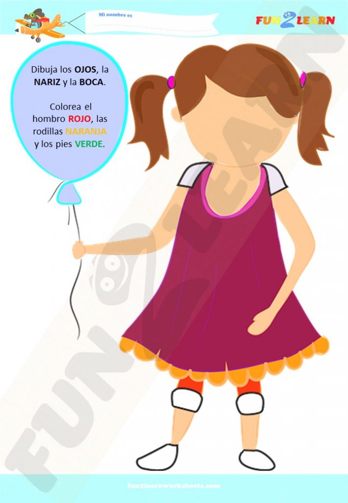 Cabeza Hombros Rodillas Y Pies free worksheet