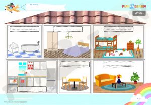 rooms of the house esl worksheet
