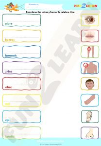 Cabeza Hombros Rodillas Y Pies free worksheet