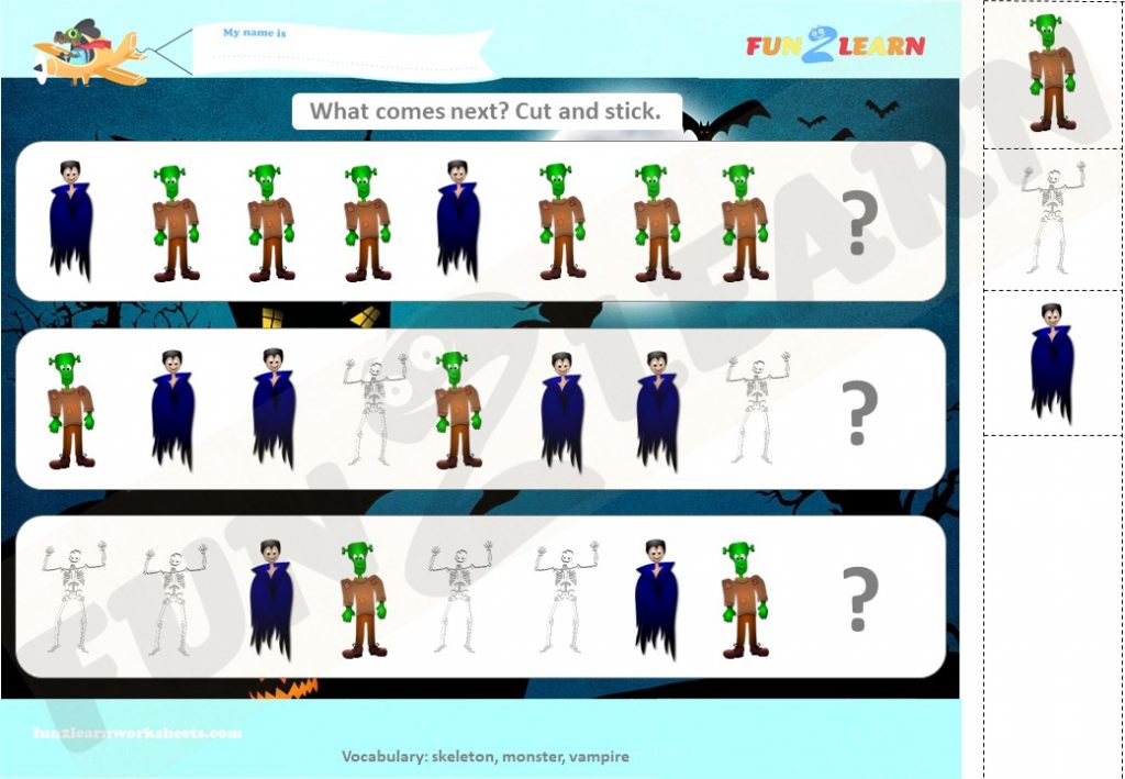 free halloween esl worksheet what comes next
