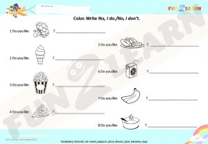 broccoli ice cream free worksheet