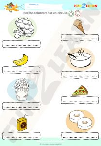 broccoli ice cream Spanish free worksheet