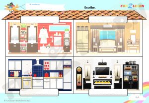 label the rooms spanish free worksheet