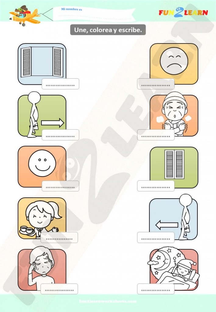 spanish opposites worksheet