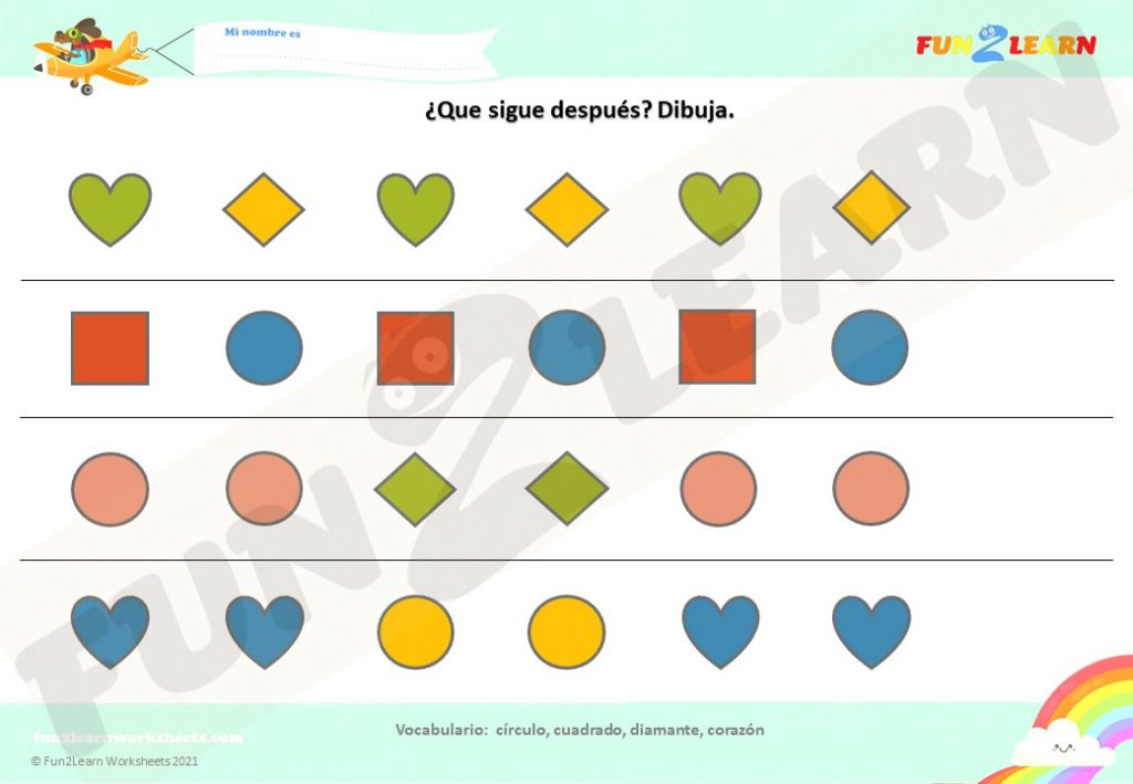 formas super simple Español free worksheet