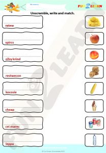 healthy food steve maggie free worksheet