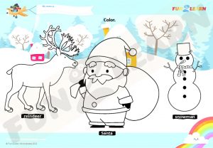 santa snowman reindeer free worksheet