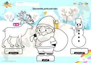 free reindeer snowman santa worksheet