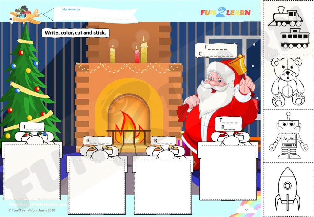 free christmas toys worksheet