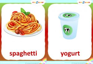 spaghetti yogurt flashcards