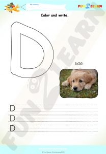 d alphabet worksheet