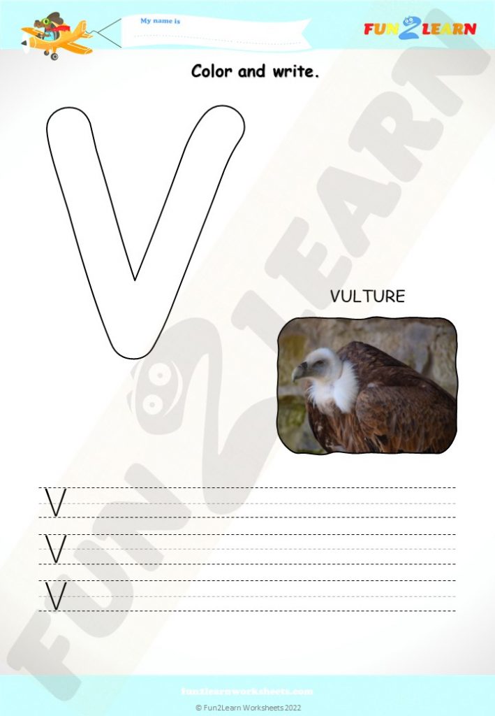 v alphabet worksheet