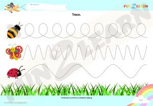 Butterfly Ladybug Bumblebee free tracing worksheet