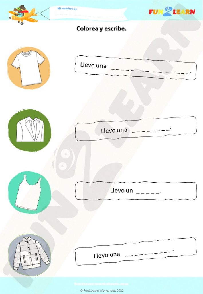 ropa steve maggie spanish free worksheet