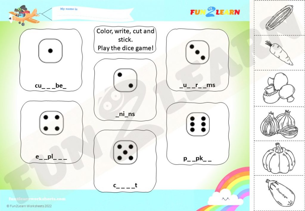 free vegetables worksheet esl