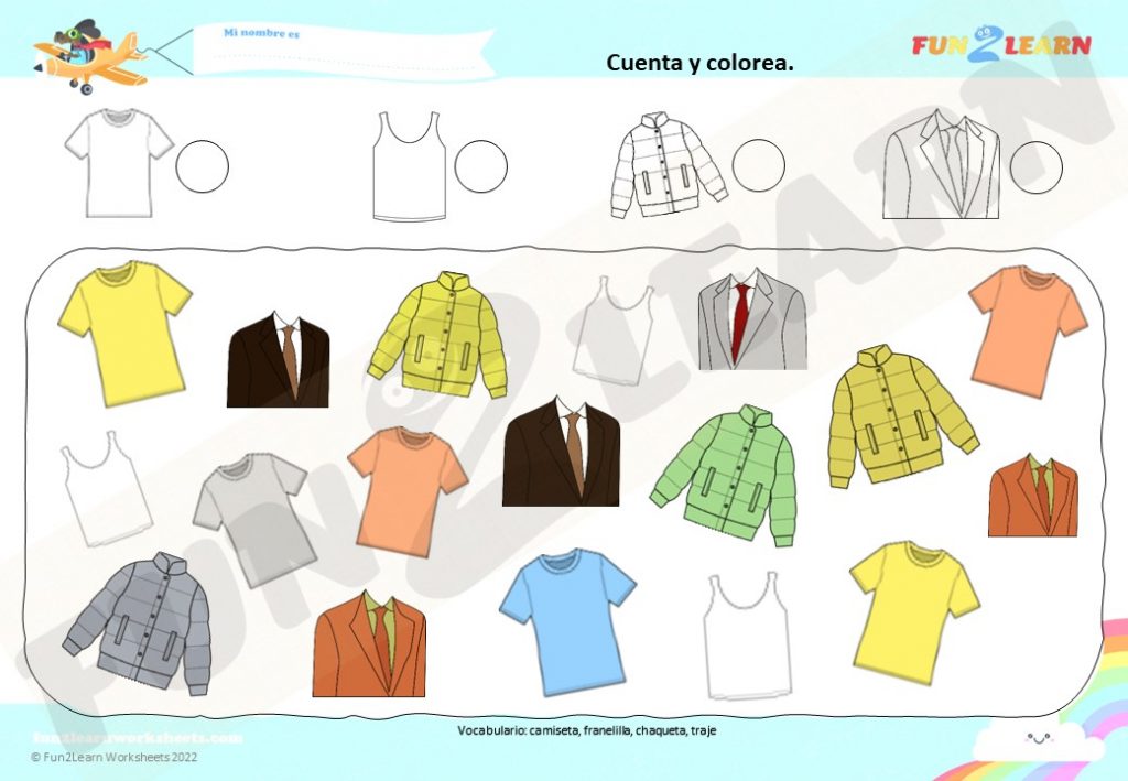 ropa steve maggie español free worksheet