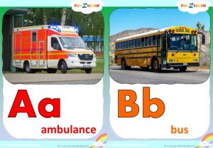 free vehicle alphabet flashcards