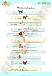 free animal babies worksheet