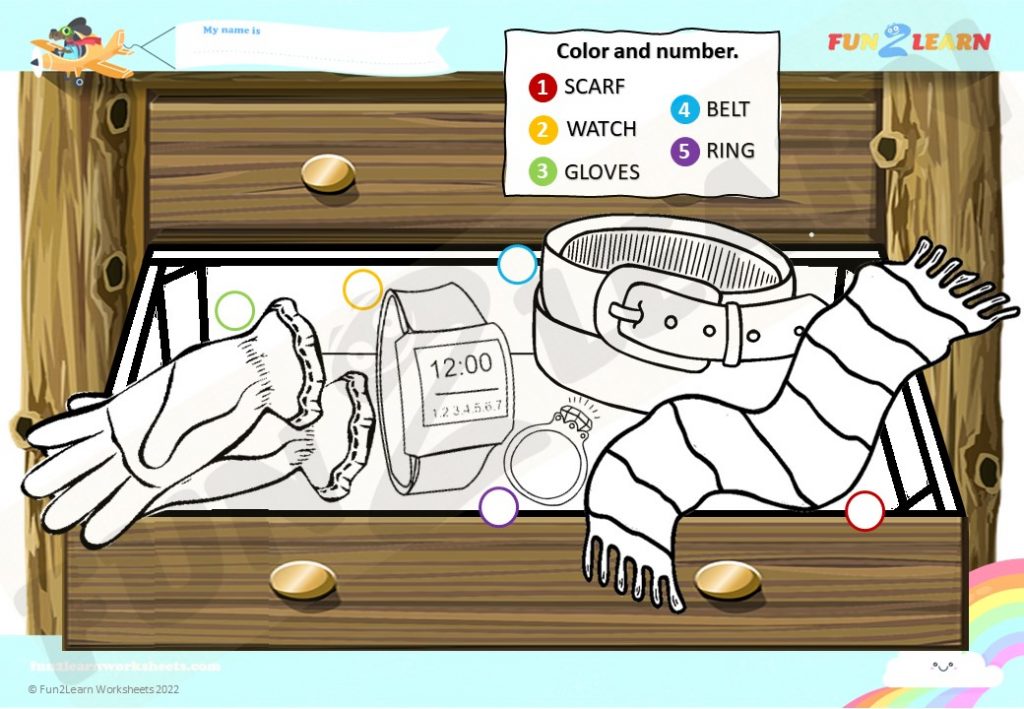 free clothing accessories worksheet