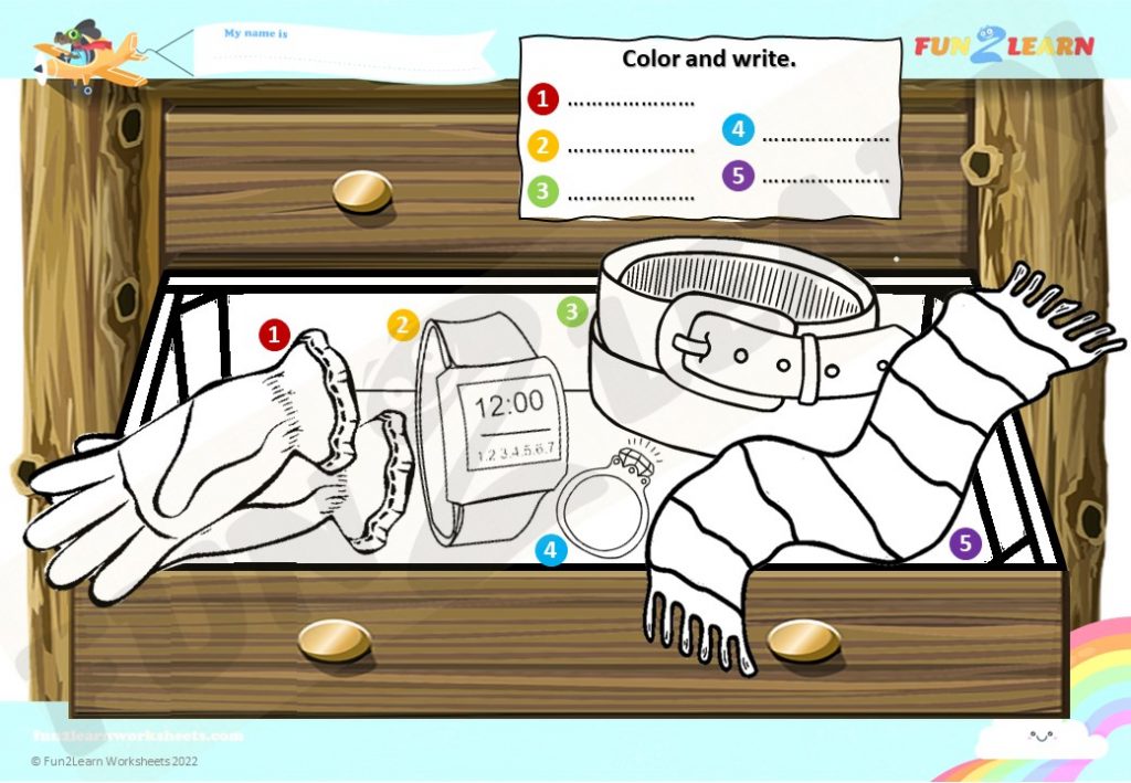 clothing accessories free worksheet