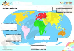 free continents worksheet