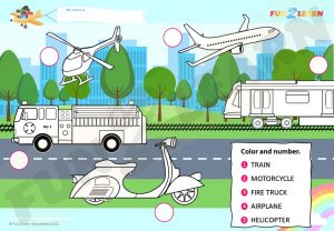 vehicles finger family song free worksheet
