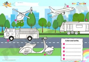 finger family vehicles free worksheet esl