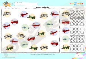 vehicles finger family song free worksheet