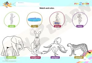 free animals actions song worksheet