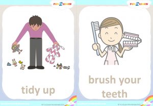 free steve maggie bedtime routine flashcards