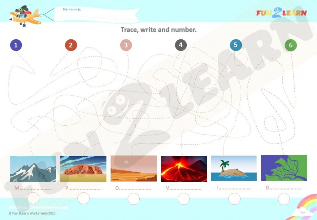 free landforms worksheet