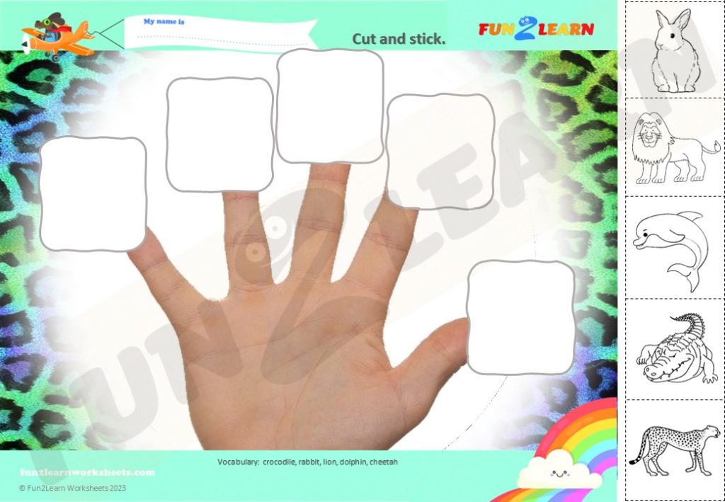 free animal finger family worksheet